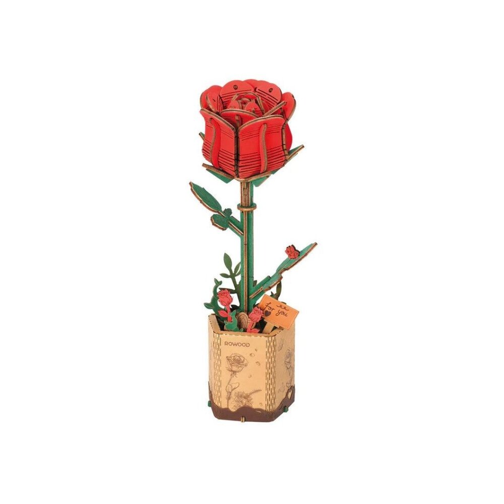 DIY 3D Wood Puzzle Red Rose 106pcs